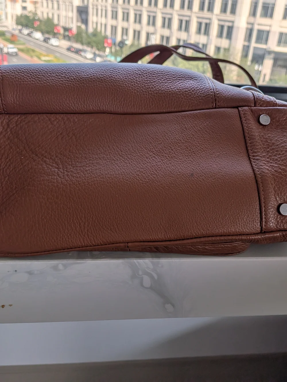 Lily Jade Cognac Bown Authentic Leather Diaper Bag - With Signature Jade Tassel